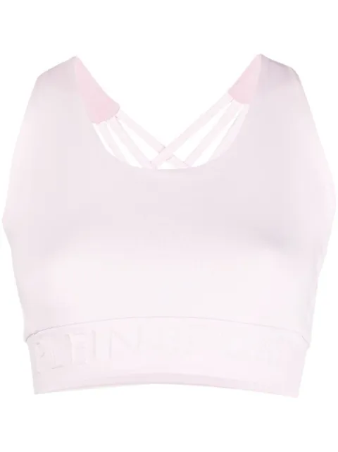 Plein Sport crossover-strap sports bra Purple SACCWJU0011STE003N