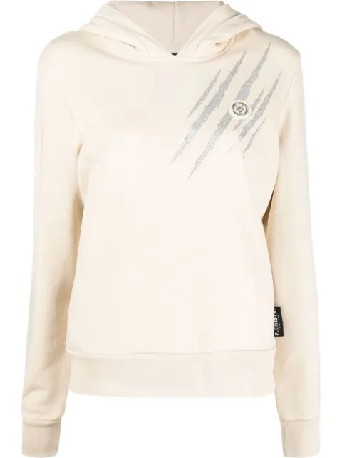 Plein Sport Scratch cotton sweatshirt hoodie Neutrals SACCWJB1610SJO001N