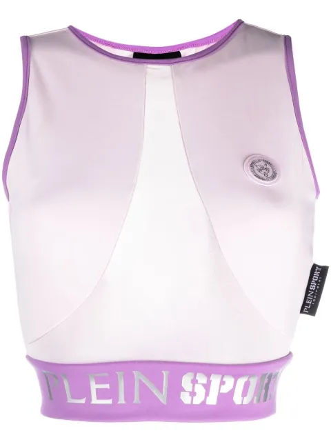 Plein Sport logo waistband cotton crop top Purple SACCWJK0083STE003N