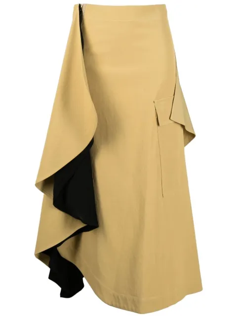 colville asymmetric draped ruffle midi-skirt Neutrals CVF22433SND