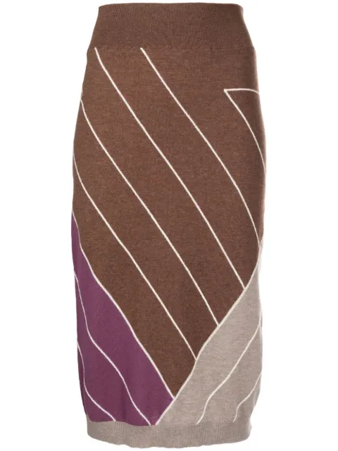 Stella McCartney knitted geometric-pattern skirt Brown 6K02673S2358