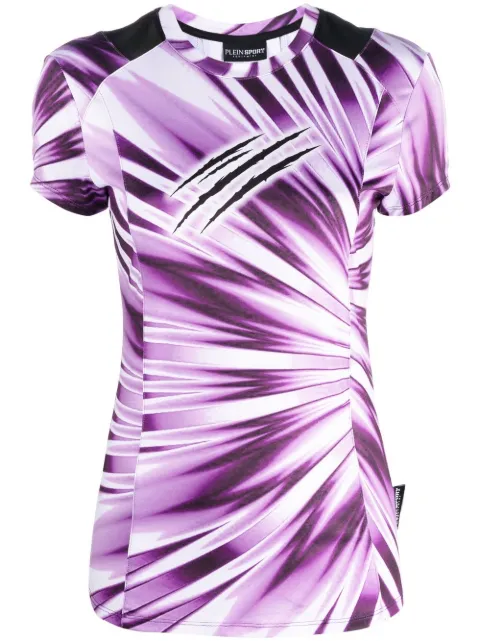 Plein Sport printed tie-dye round-neck T-shirt Purple SACCWTK2714STE003N