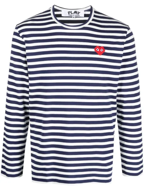 Comme Des Garçons Play stripe-pattern cotton T-shirt Blue P1T324