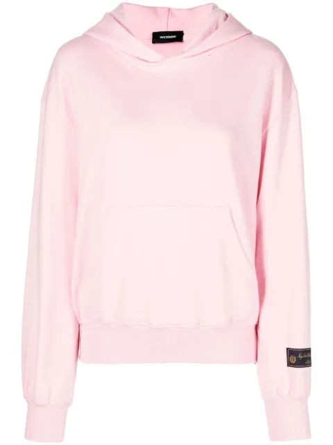 We11done logo-patch cotton hoodie Pink WDTH322732WPK