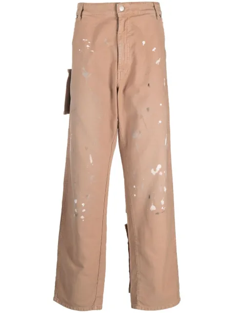 DARKPARK paint-splatter patch pocket jeans Neutrals FITM03C0414