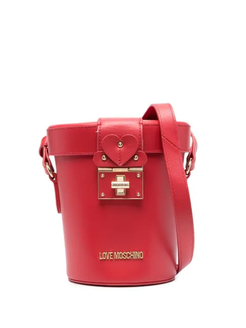 Love Moschino logo-plaque leather bucket bag Red JC4444PP0FKV0