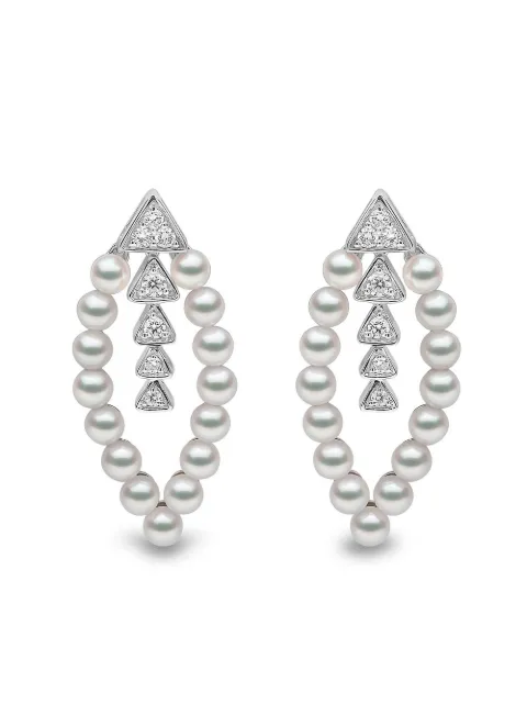 Yoko London 18kt white gold Raindrop Akoya pearl and diamond earrings Silver QYE22877X