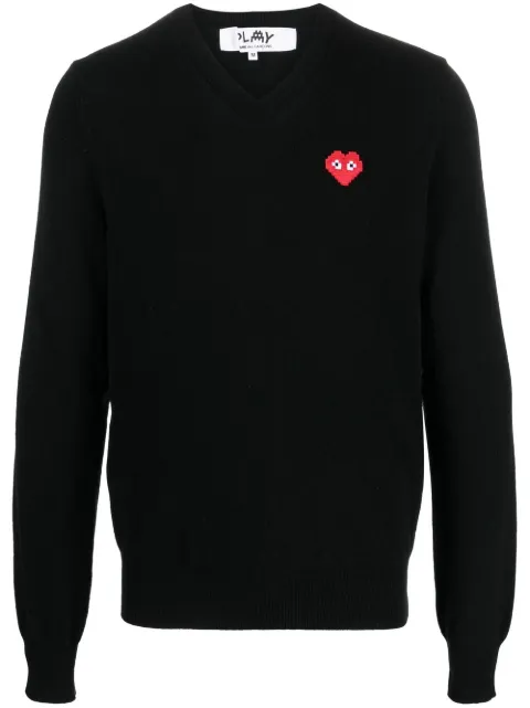 Comme Des Garçons Play V-neck wool jumper Black P1N082