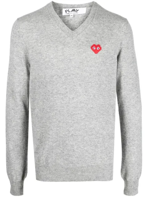 Comme Des Garçons Play V-neck wool jumper Grey P1N082