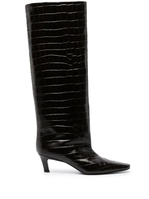 TOTEME crocodile-embossed knee-high boots Brown 231913847892