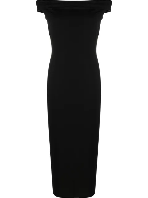 Reformation Jamen off-shoulder knitted midi dress Black 1309841BLK
