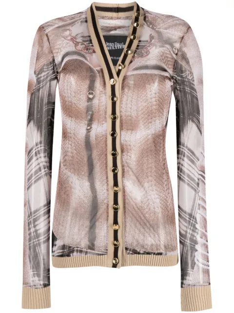 Y/Project Trompe L'oeil mesh cardigan top Neutrals YPJPGWCARDIGAN1S24