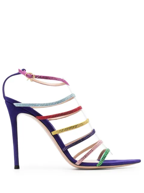 Gianvito Rossi crystal-embellished suede sandals White G6179915RICCGS