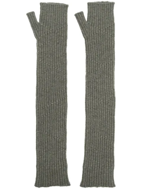 Barrie long knit fingerless gloves Green C174837