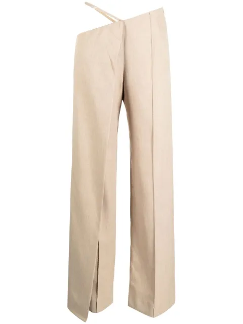 Aleksandre Akhalkatsishvili asymmetric wide-leg trousers Brown VIPA10B