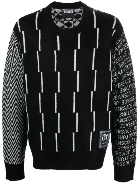 Versace Jeans Couture geometric intarsia-knit jumper Black 73GAFM23CM19N