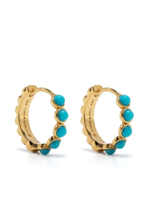 DOWER AND HALL turquoise-embellished huggie hoops Gold HHE37VTURQSMALL