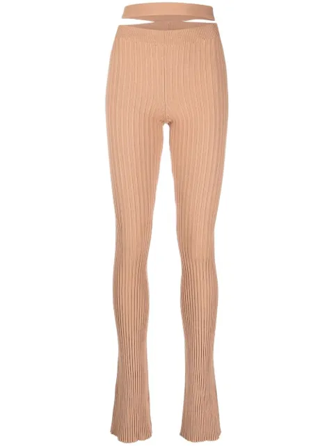 ANDREĀDAMO cut-out detail knit leggings Neutrals ADFW22PA06770476