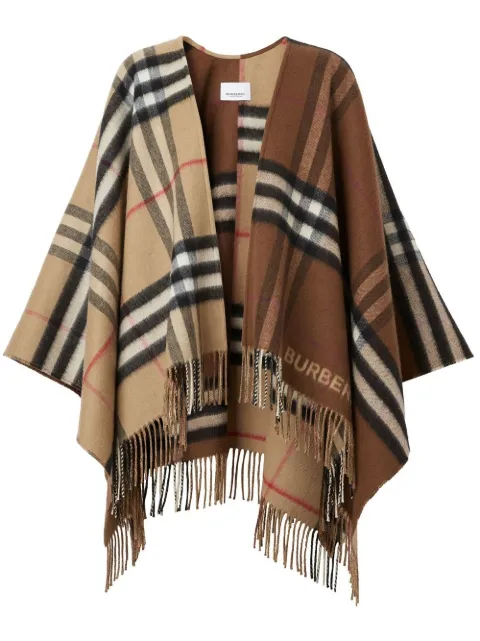 Burberry Contrast check fringed cape Brown 8059406
