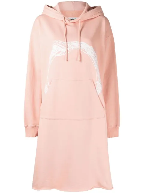 MM6 Maison Margiela snake-print hooded dress Pink S62CT0222
