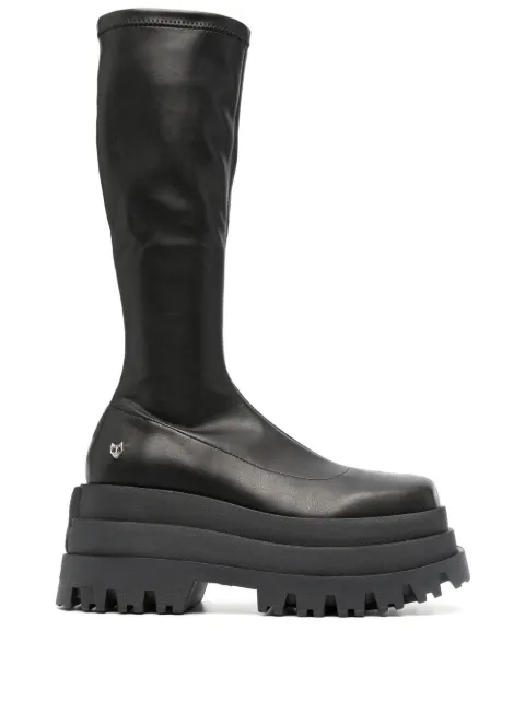 NAKED WOLFE Sin platform knee-high boots Black SIN