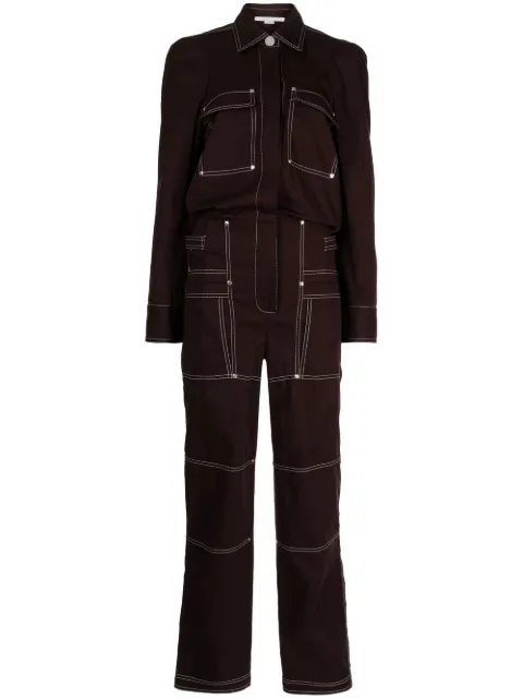 Stella McCartney stitch-detail denim jumpsuit Purple 6100153AU450