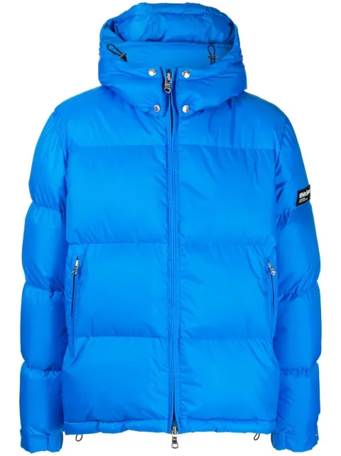 White:Space logo-patch hooded padded jacket Blue SCOTTJACKET