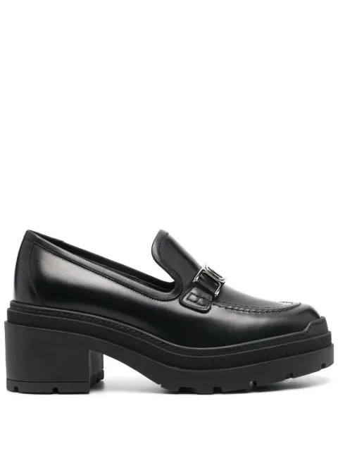 Ferragamo Vara Chain leather 40mm loafers Black 753950