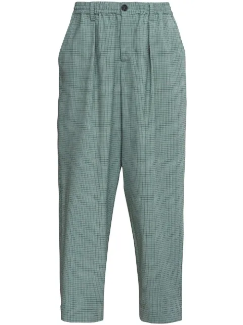 Marni grid-pattern mid-rise pants Green PUMU0017U1UTW980