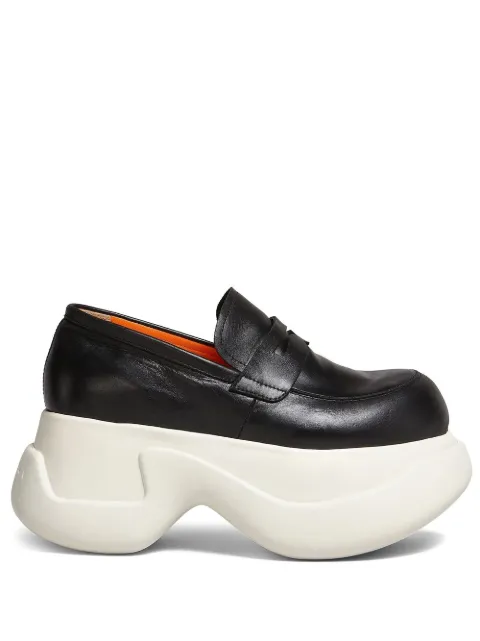 Marni platform leather mocassin loafers Black MOMS004108P5088