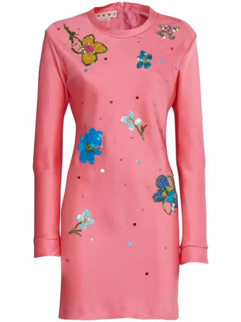Marni floral sequin-embellished mini dress Pink ABMA0940UXUTA116