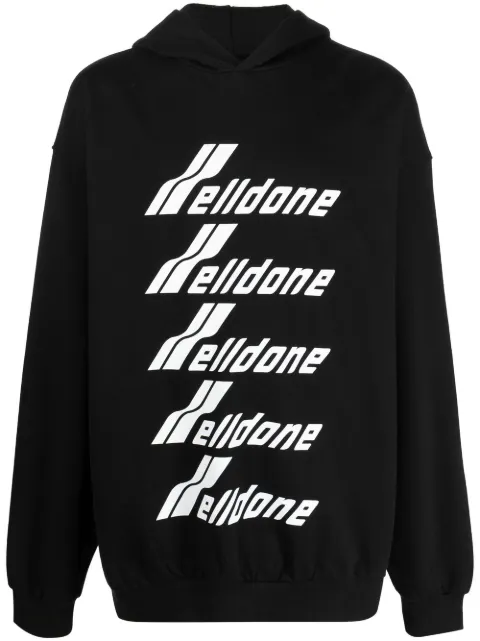 We11done logo-print cotton hoodie Black WDTH322729