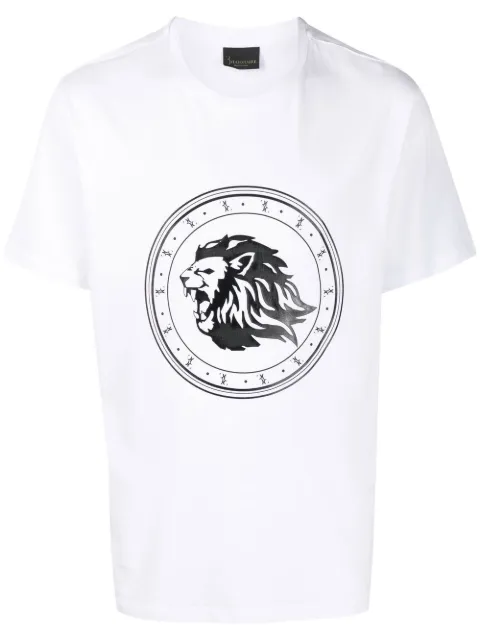 Billionaire flocked-logo short-sleeved T-shirt White OABCMTK5574BTE004N
