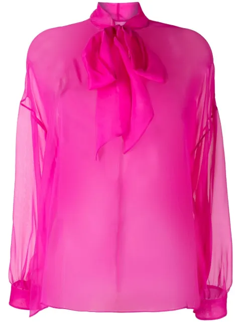 Valentino Garavani tie-fastening sheer blouse Pink BAE7F02UP
