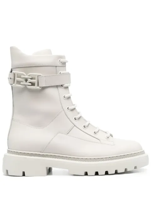 Bally Gioele leather combat boots White WB000VVT049