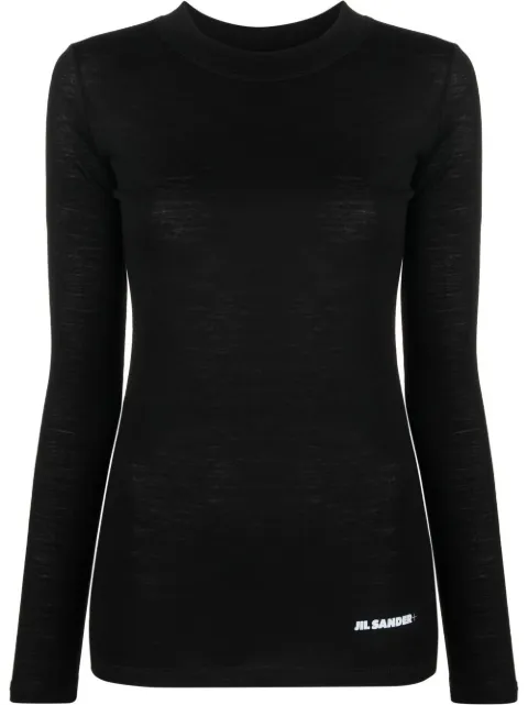 Jil Sander logo-print long-sleeve T-Shirt Black J40GC0022J70021