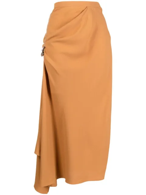 Kiko Kostadinov high-waisted ruched midi skirt Brown KKWAW22SK03
