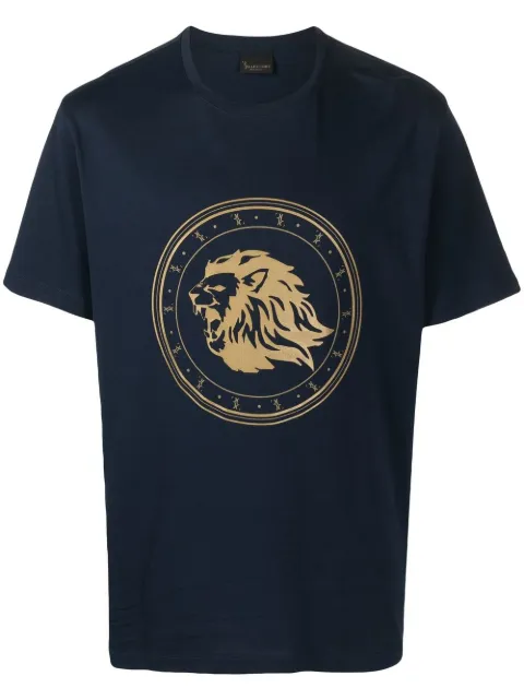 Billionaire flocked-logo short-sleeved T-shirt Blue OABCMTK5574BTE004N