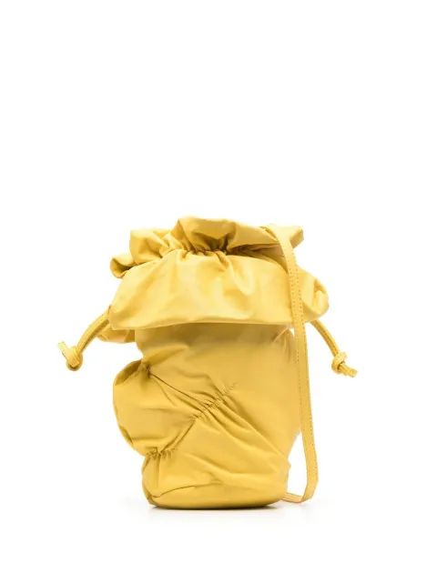 Discord Yohji Yamamoto leather gathered-detail bucket bag Yellow DEI40730