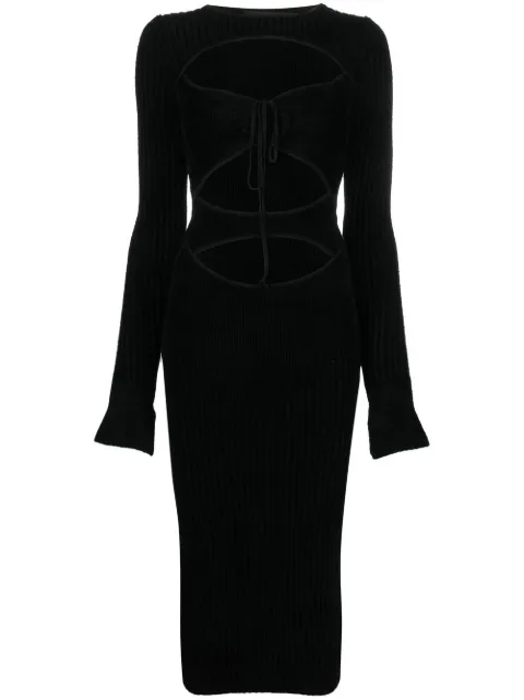 ANDREĀDAMO cut-out ribbed midi dress Black ADFW22DR10774473
