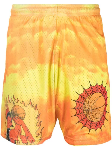 MARKET graphic-print mesh shorts Yellow 388000133MULTI