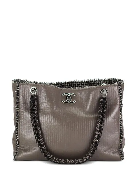 CHANEL Pre-Owned limited edition fringed tote bag Brown CHANELBAGXLTAUPEFRINGELIMITEDEDITIONBEIGETWEEDTOTE