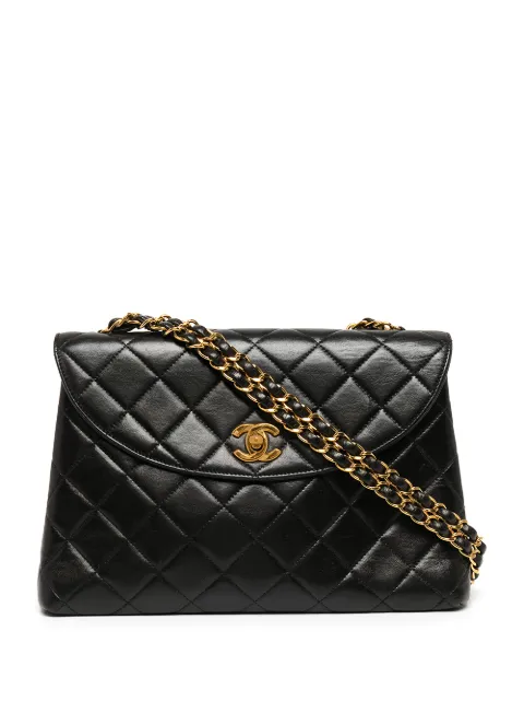CHANEL Pre-Owned 2006-2008 medium 2.55 Flap shoulder bag Black Chanel255MediumDoubleClassicFlapBlackLambskinWithTurquoisePiping
