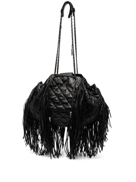 CHANEL Pre-Owned 2014 Western Fringe shoulder bag Black CHANELDALLASWESTERNFRINGEHOBODRAWSTRINGLAMBSKINQUILTEDSHOULDERBAG