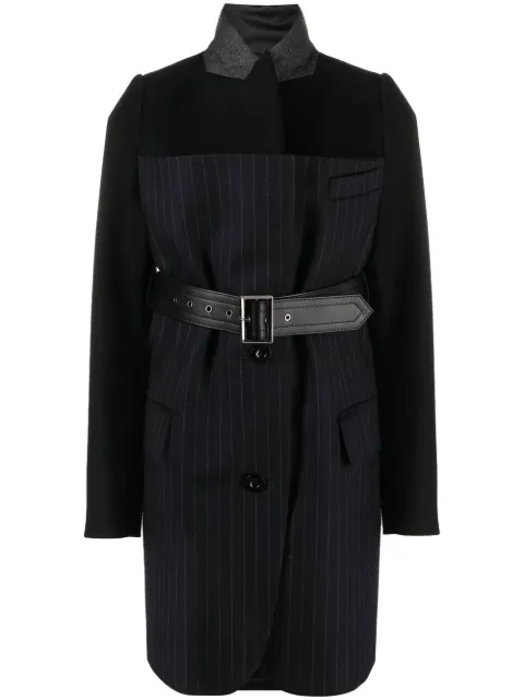 sacai belted pinstriped wool blazer Black 2206323