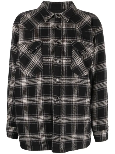 Washington Dee Cee check-pattern beaded shirt-jacket Black OSWW0118