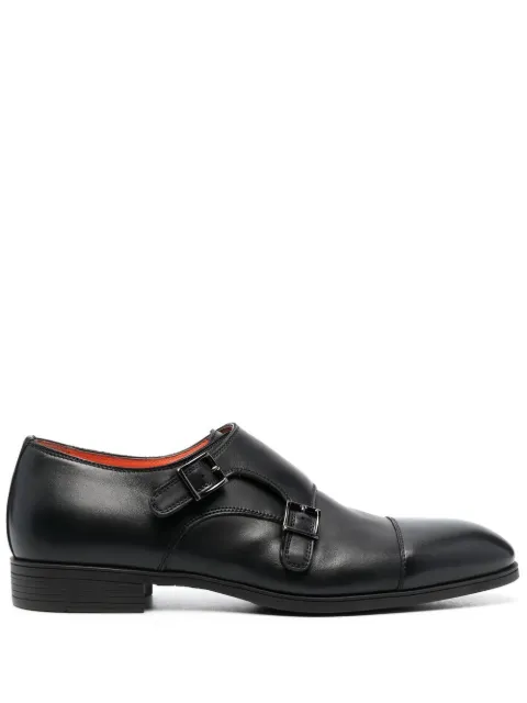 Santoni double-buckle leather monk shoes Black MGSI14549SMAICLBN01