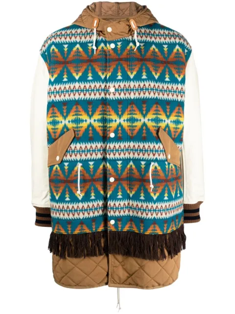 Junya Watanabe MAN graphic-print hooded parka Brown WJC005051
