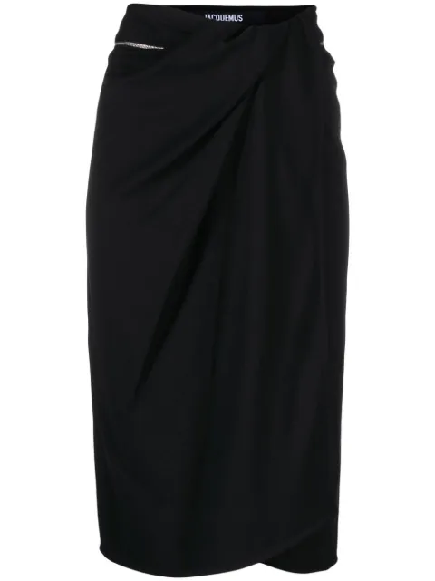 Jacquemus Bodri gathered midi skirt Black 223SK0181057