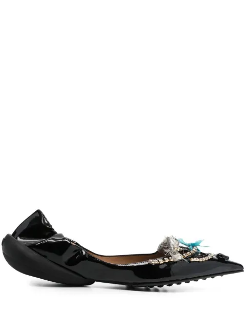13 09 SR 20mm crystal-embellished pointed ballerina shoes Black MIKBLKAW22